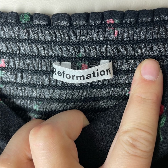 Reformation Black Rose Red Floral The Kemmy Long Sleeve Top Size 0 - Picture 4 of 8